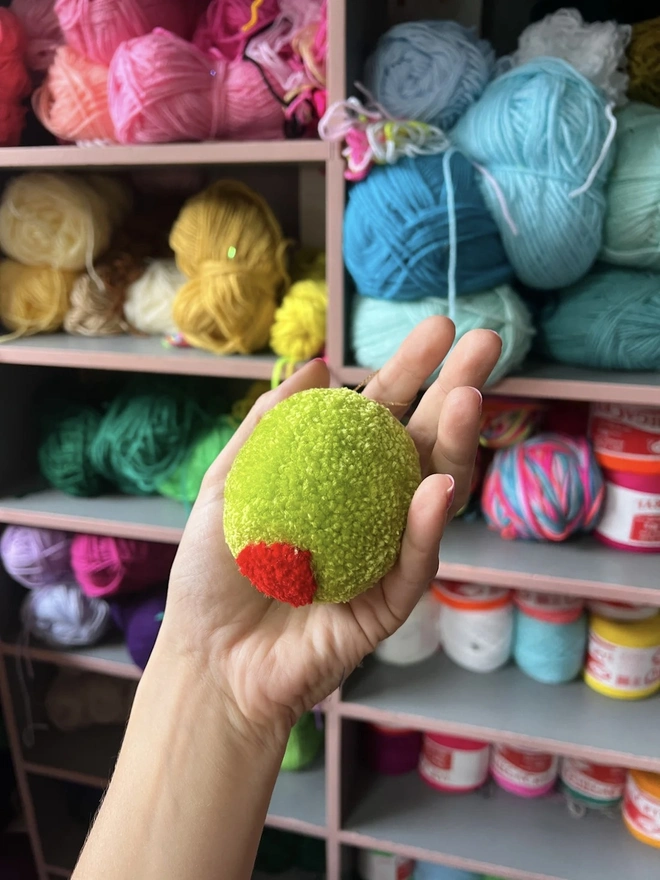 Handmade Olive Pom Pom Bauble Ornament Decoration