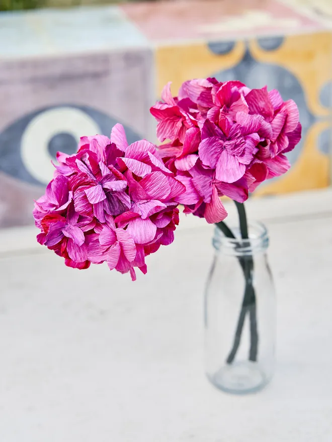 Purple hydrangea crepe paper flower