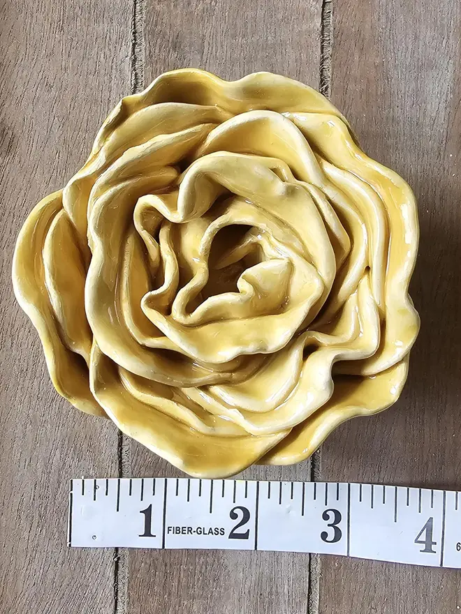 yellow ceramic flower peony collectors pottery gift for botanist flower lover fine art ceramics