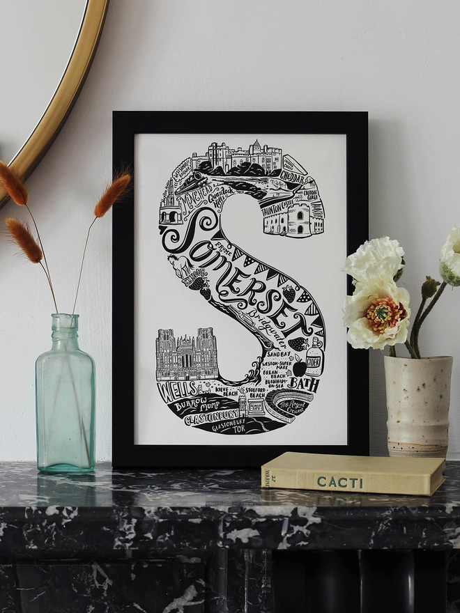 Somerset typographic Framed print