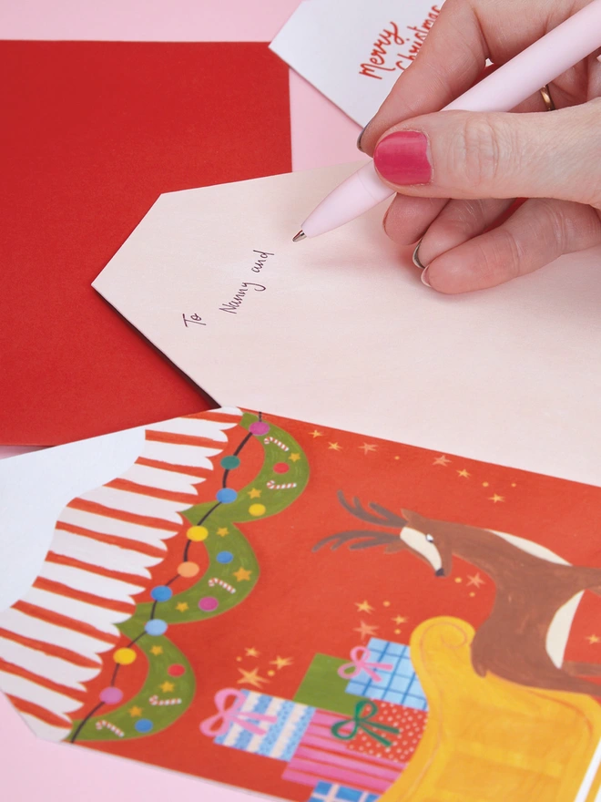 Magical Elves Workshop Fold-out Christmas Card | Raspberry Blossom