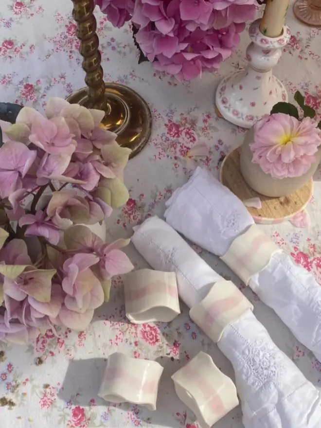 pink wave porcelain napkin ring