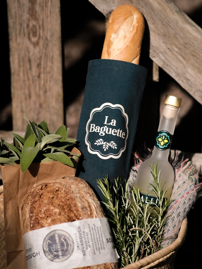 Teal Baguette Shopping Bag