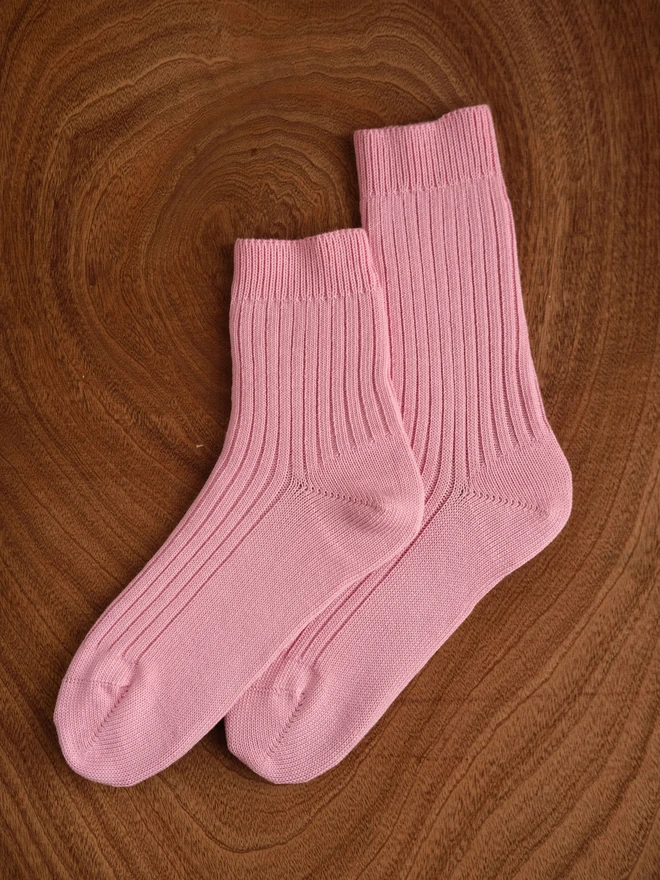 Pink Ribbed socks