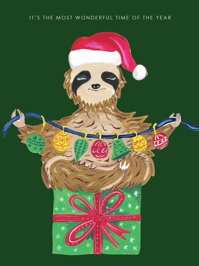 sloth xmas card