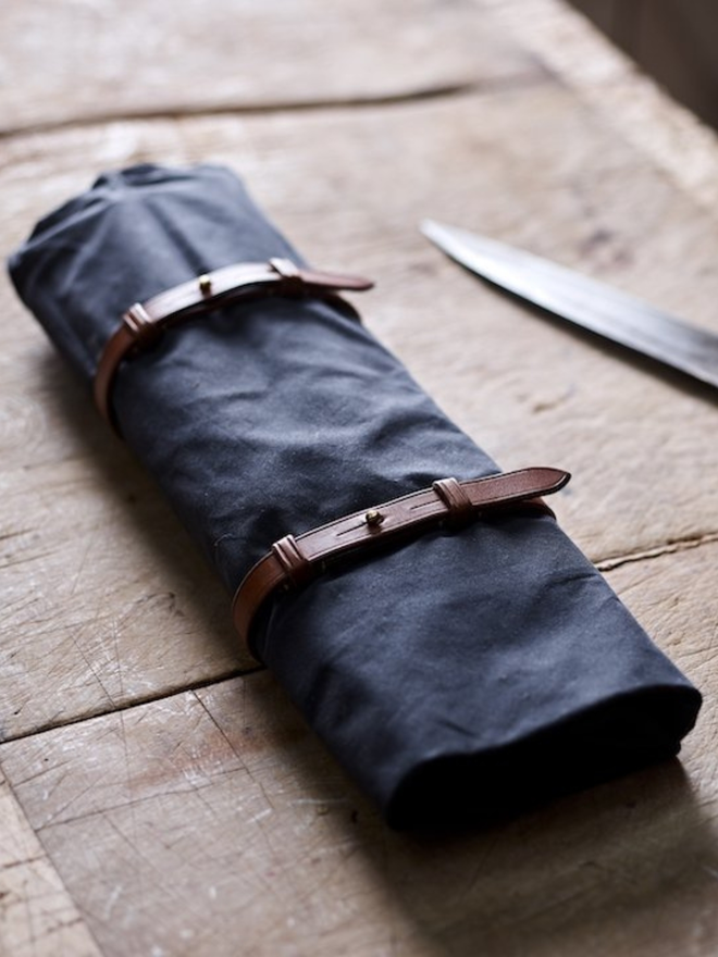 Waxed cotton tool roll