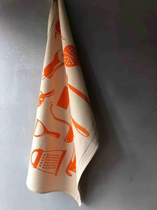 Retro Kitchen Utensils Tea Towel