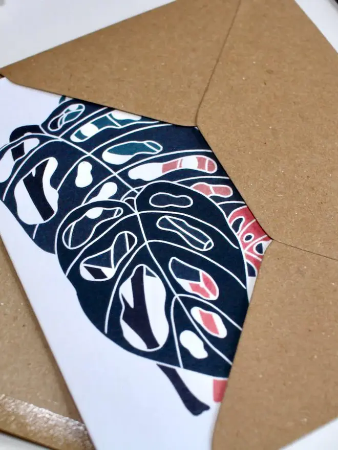 monstera plant greeting card