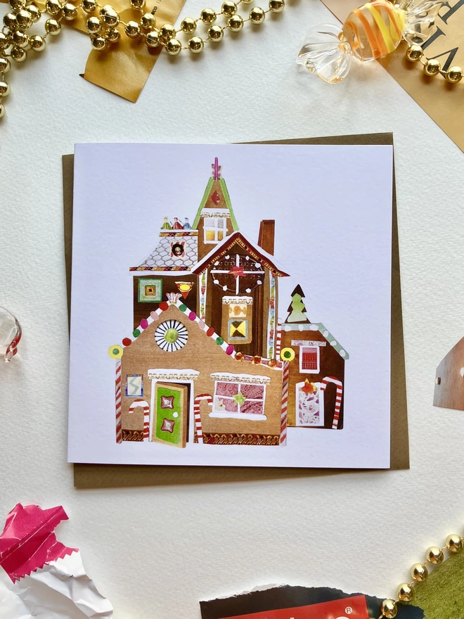 Gingerbread Mansion Christmas Card