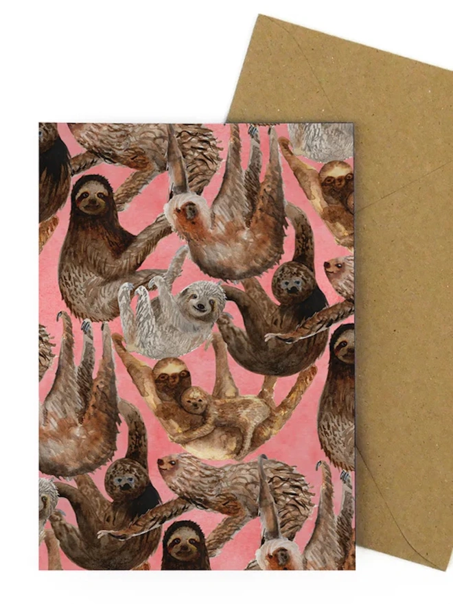 Sleuth Of Sloths Print Greetings Card