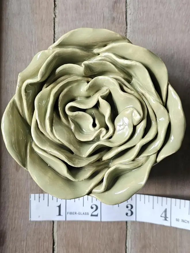 Olive green ceramic flower pottery gift wall decor 