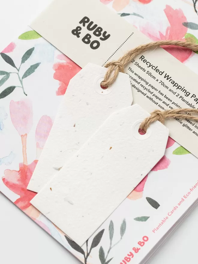 Roses Recycled Wrap & Plantable Tag Set
