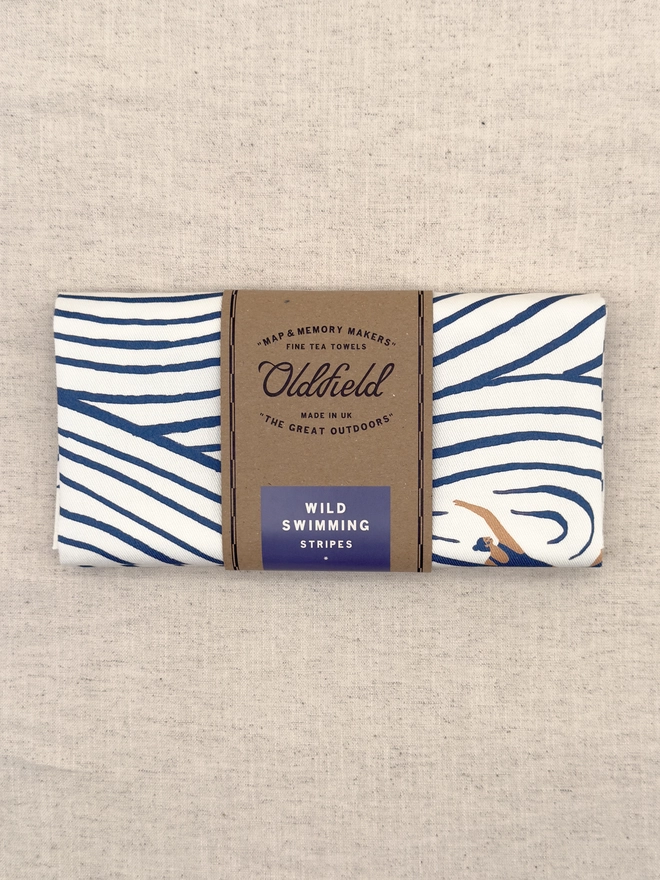 Swimming Stripe Tea Towel Folded Front
