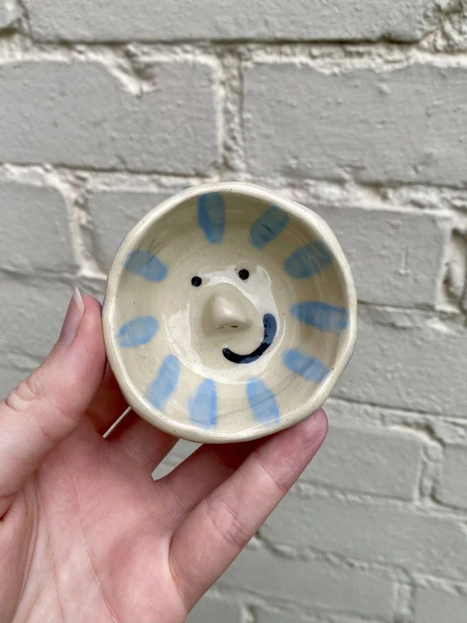 blue stripe trinket bowl
