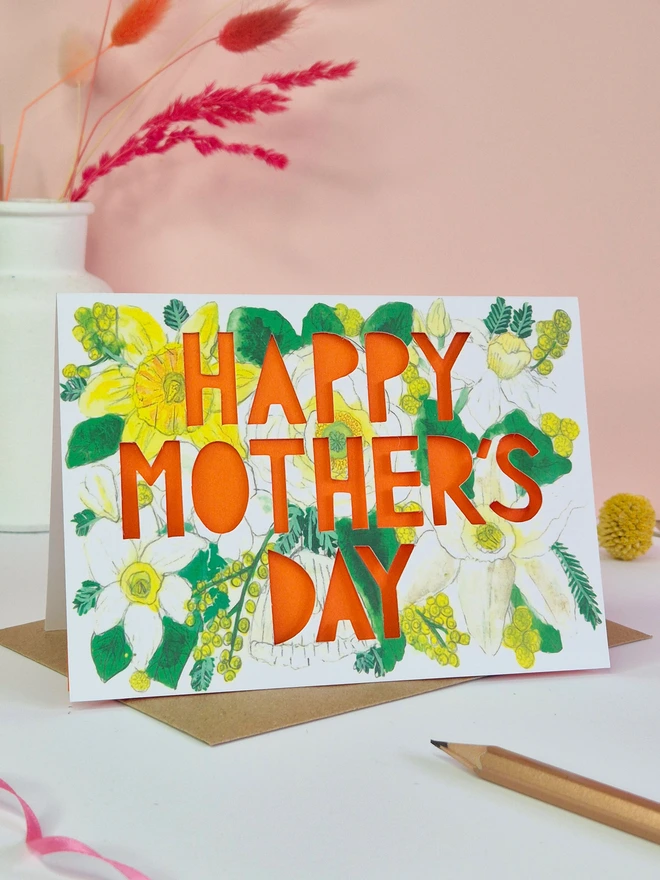 Happy Mothers day card orange 
