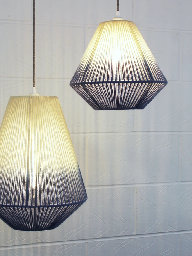 Geometric Dip Dye Pendant Lampshade Indigo