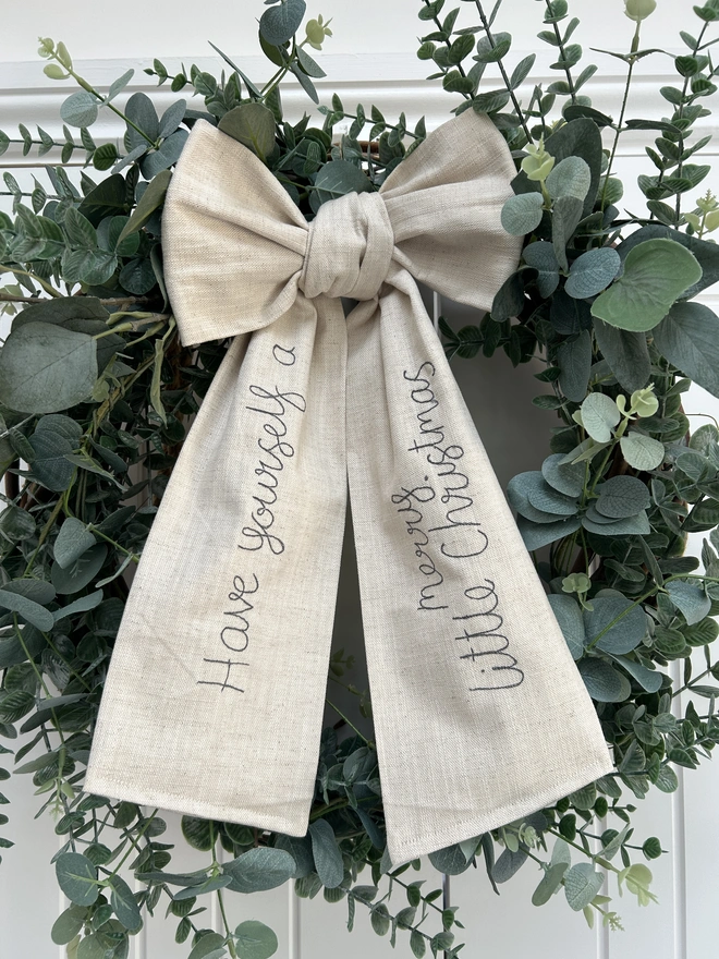 Christmas wreath bow personalised