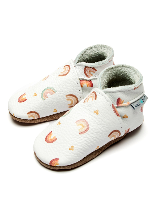 white rainbow pattern baby shoes