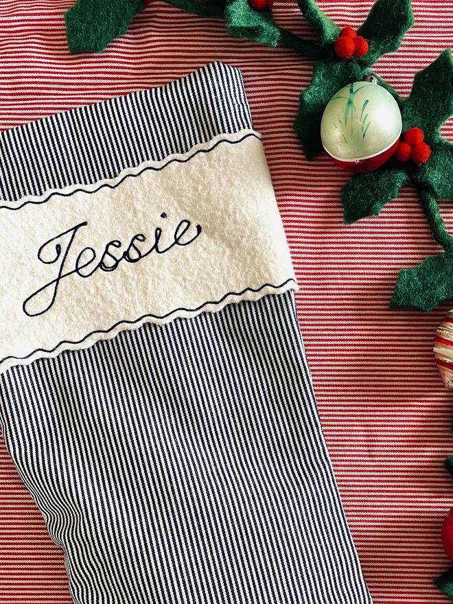 Personalised Stripe Christmas Stocking