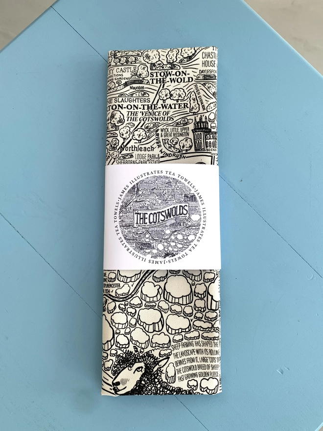 Cotswolds tea towel with packaging