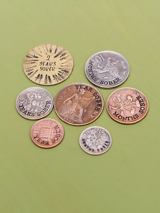 Years Sober Sobriety Stamped Coin