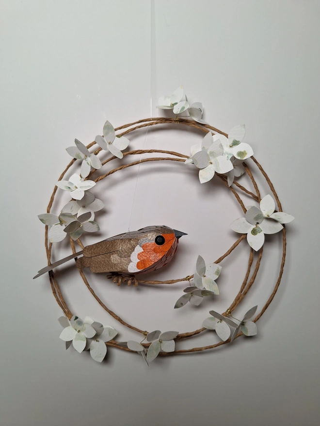 robin paper sculpture wall art