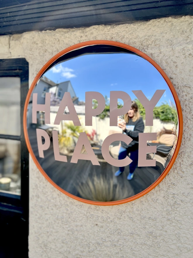 sylvie signs hand painted convex garden mirror