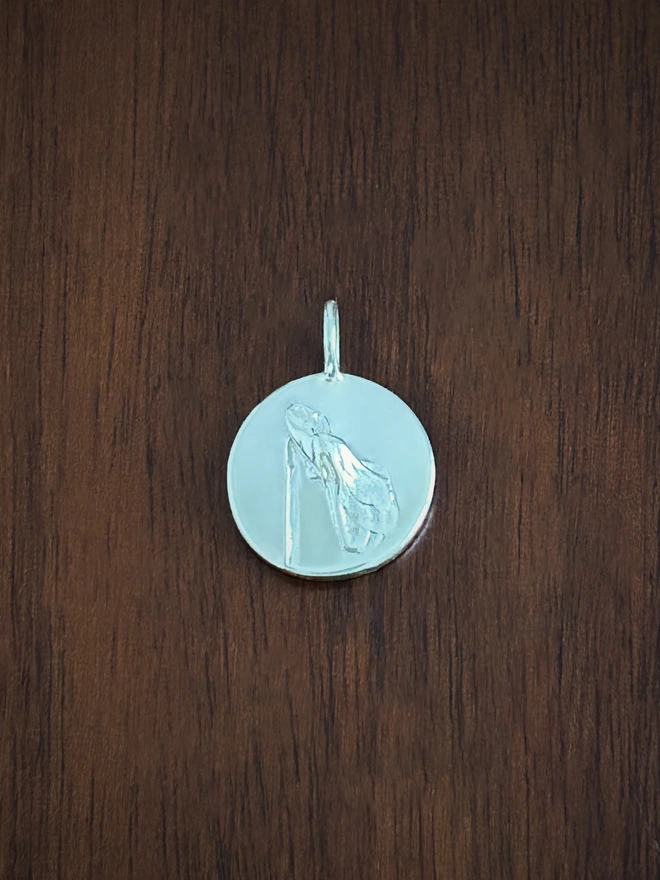 Sterling Silver Violet Flower Coin Charm