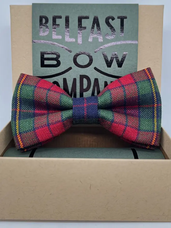 red tartan handmade bow tie