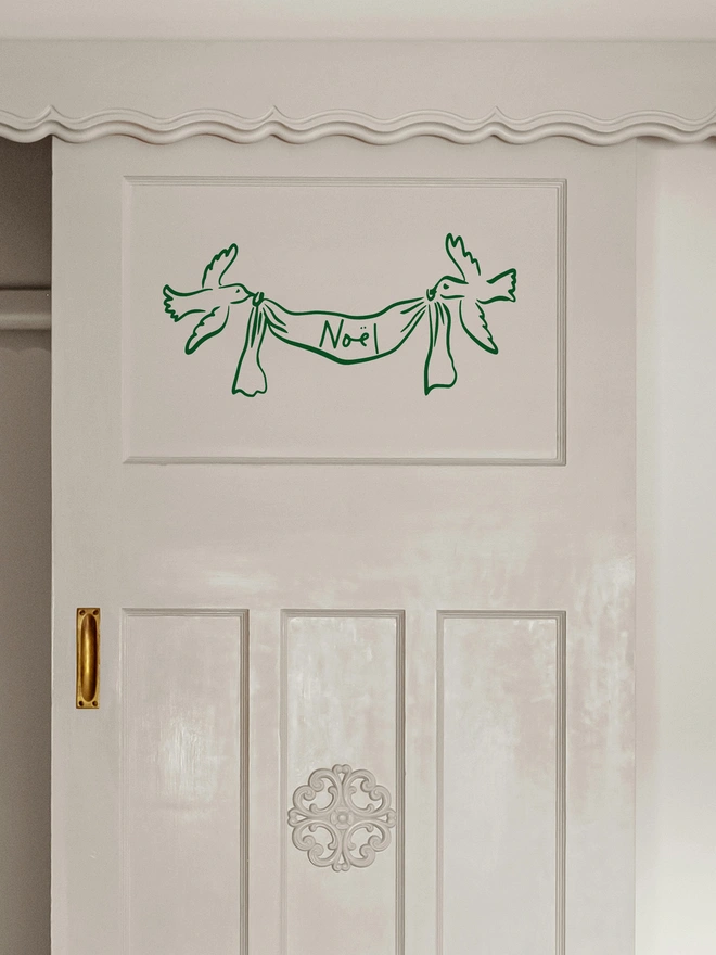 personalised banner with a pair of doves window and wall sticker