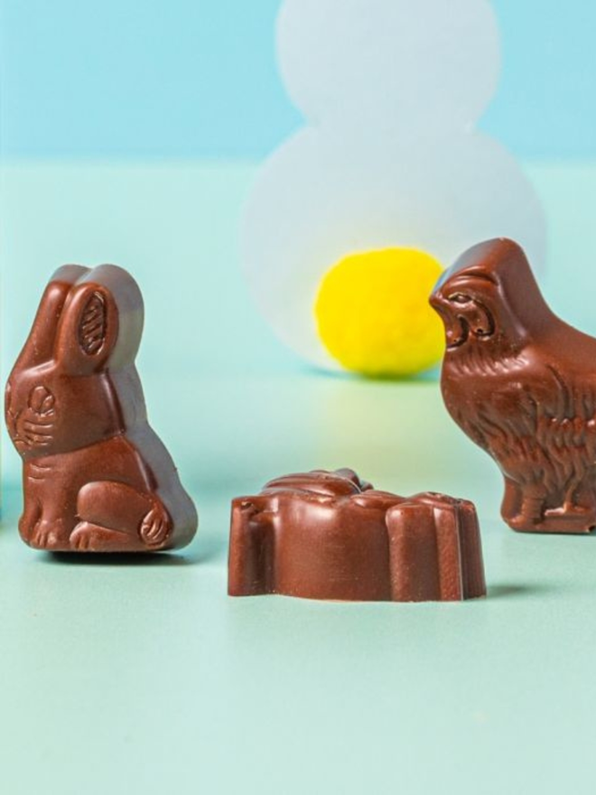 vegan oat milk chocolate assorted easter animal shapes