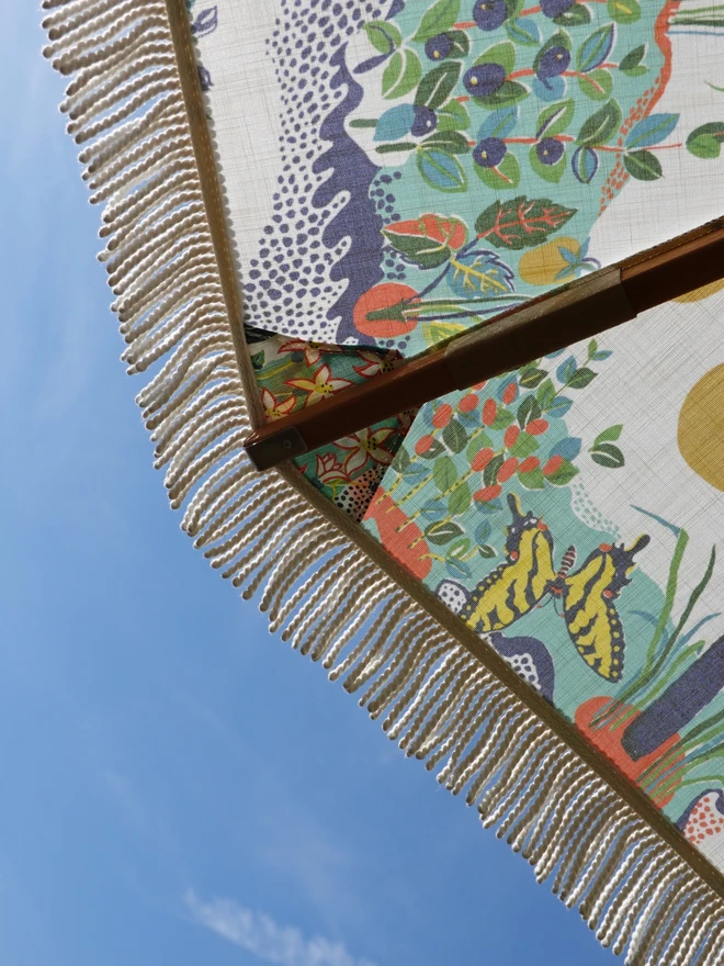 Josef Frank Citrus Garden Parasol. A parasol with a citrus pattern.