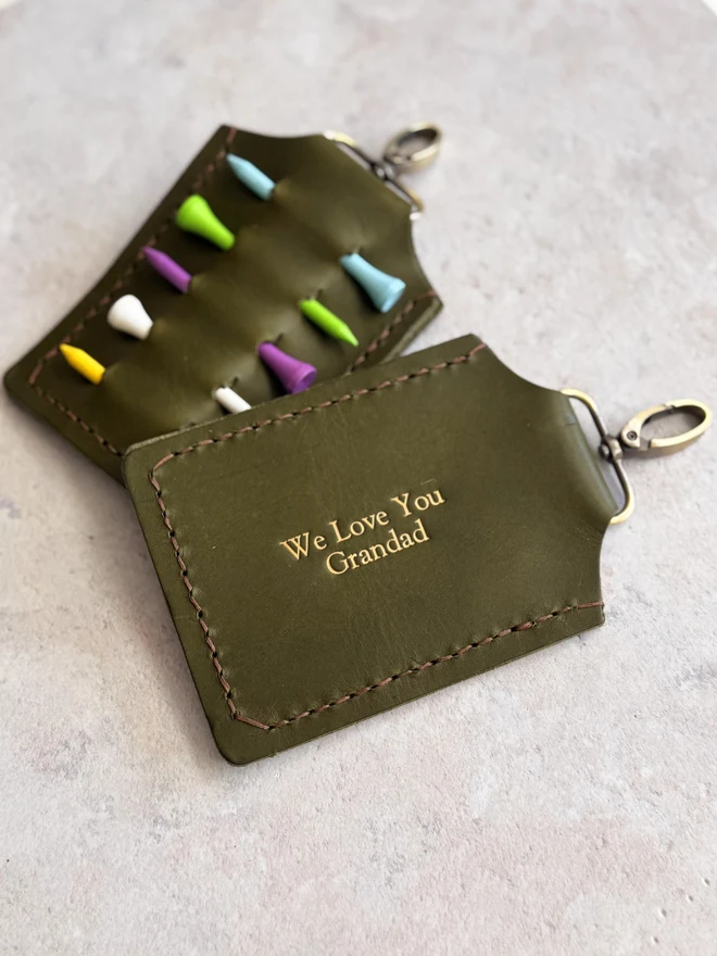 olive green golf tee holder