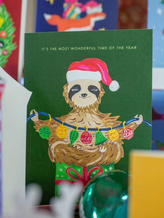 sloth christmas card