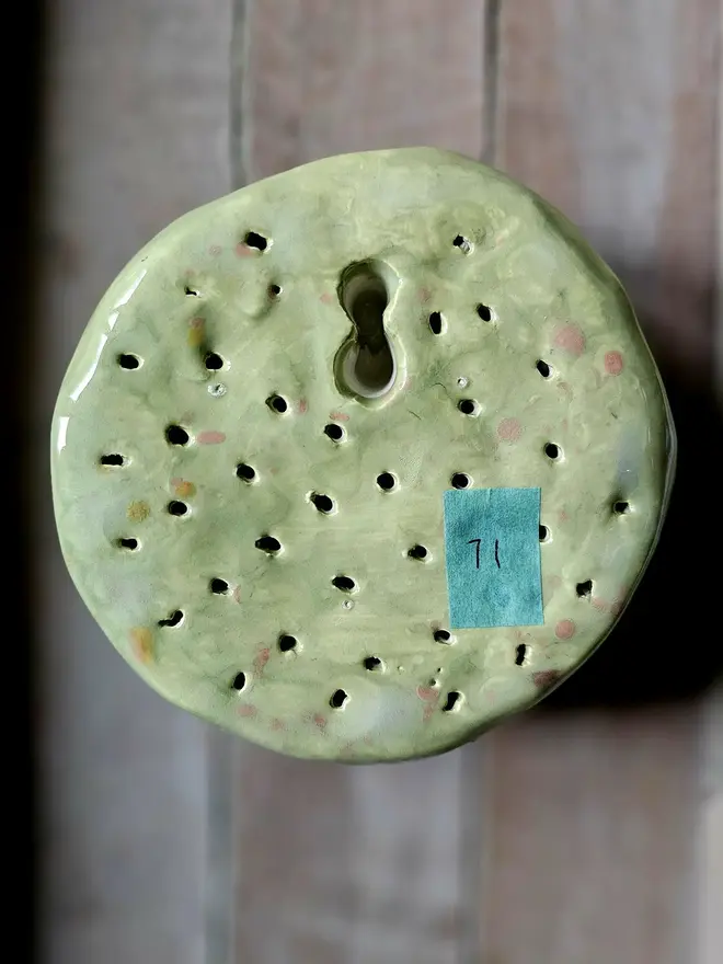 Olive green ceramic flower pottery gift wall decor 