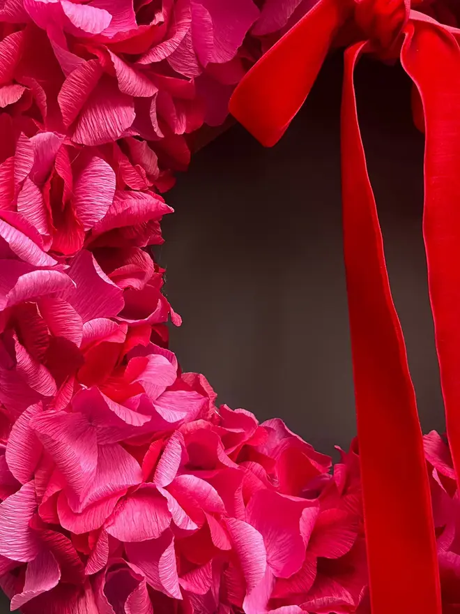 Hot Pink & Red Crepe Paper Wreath