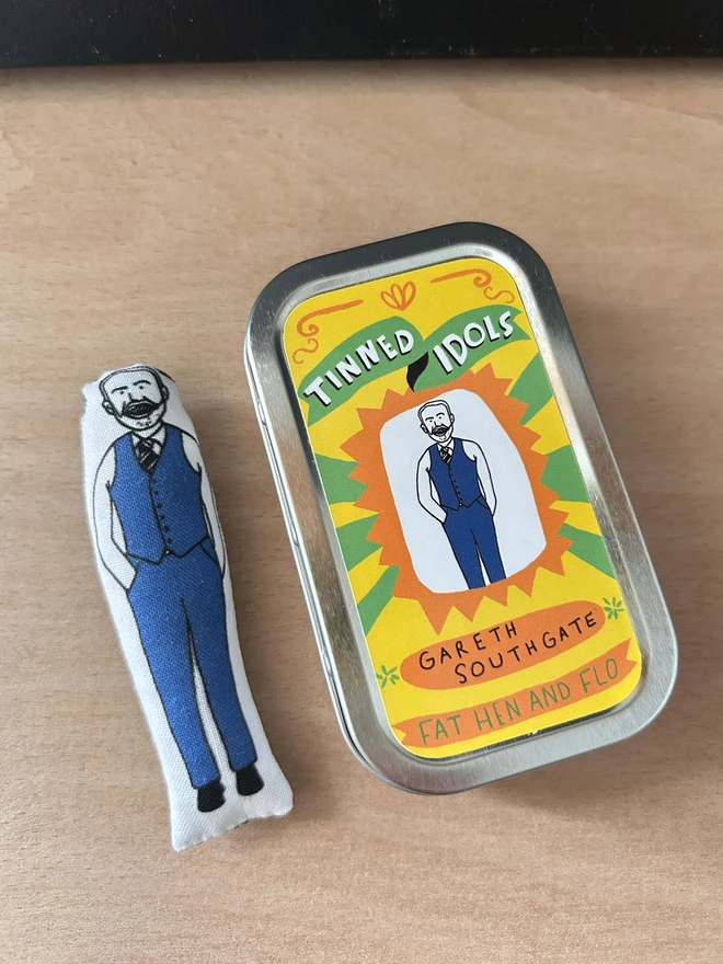 Gareth Southgate mini illustrated doll and keepsake tin.