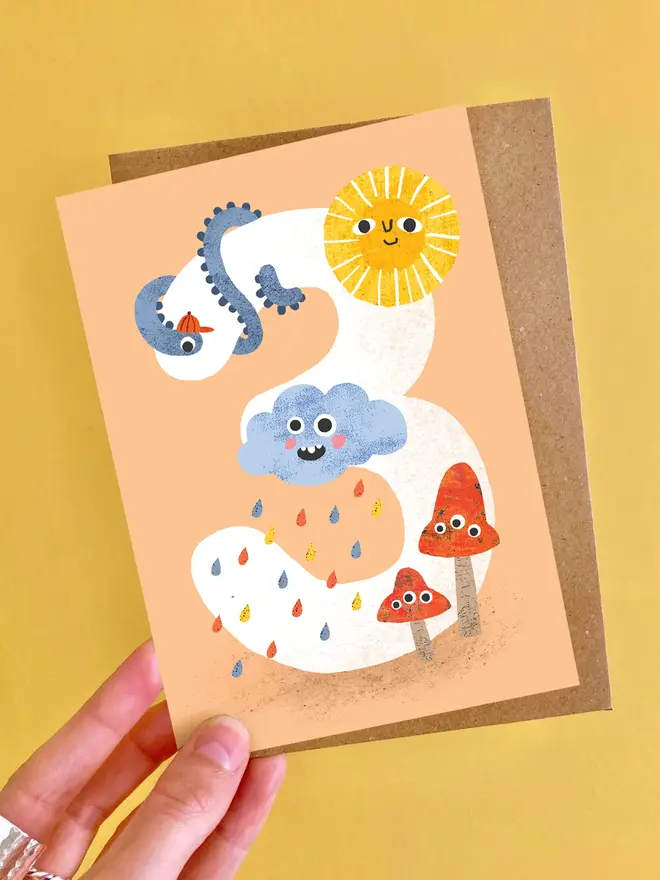 illustrated 3rd birthday card