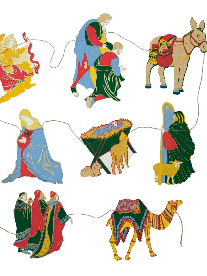 christmas nativity sewn garland