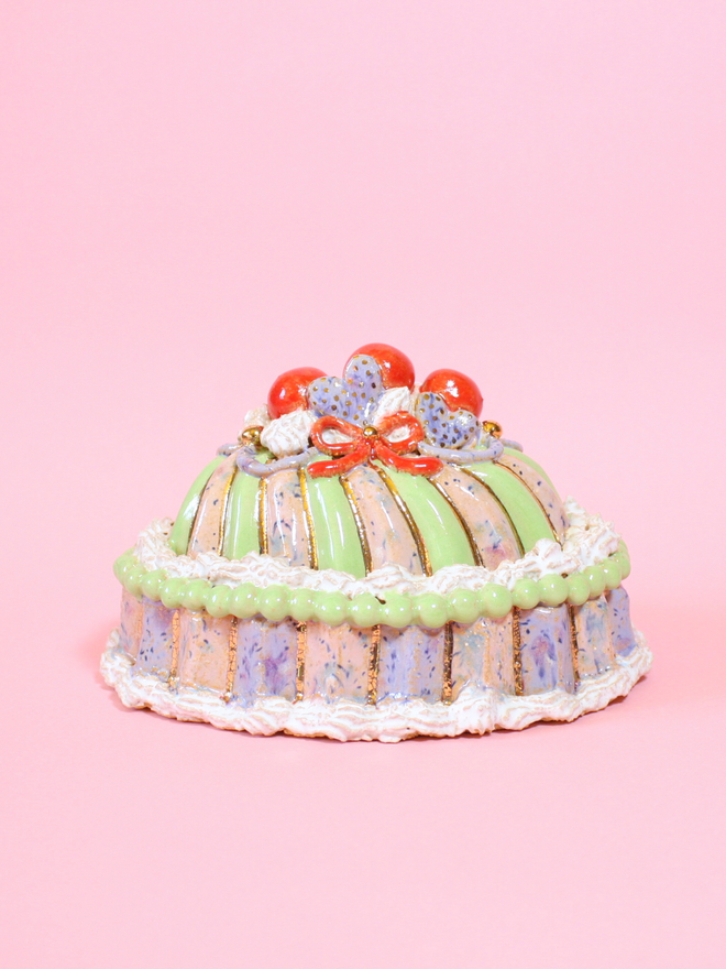 Strawberry Matcha Ceramic Cake Sculpture