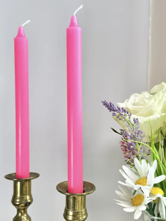 Hot Pink Candles on display 