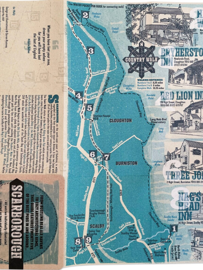 Scarborough Pocket Pub Map. A folded out map of Scarborough with its notable pubs highlighted.