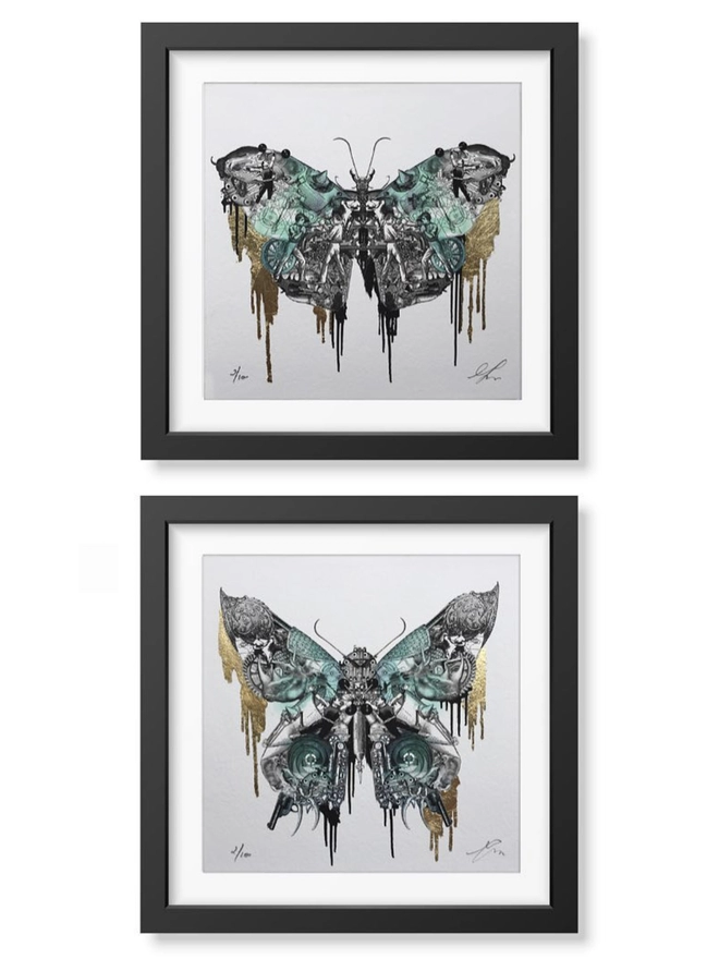 limited edition butterfly moth print gold leaf tattoo art