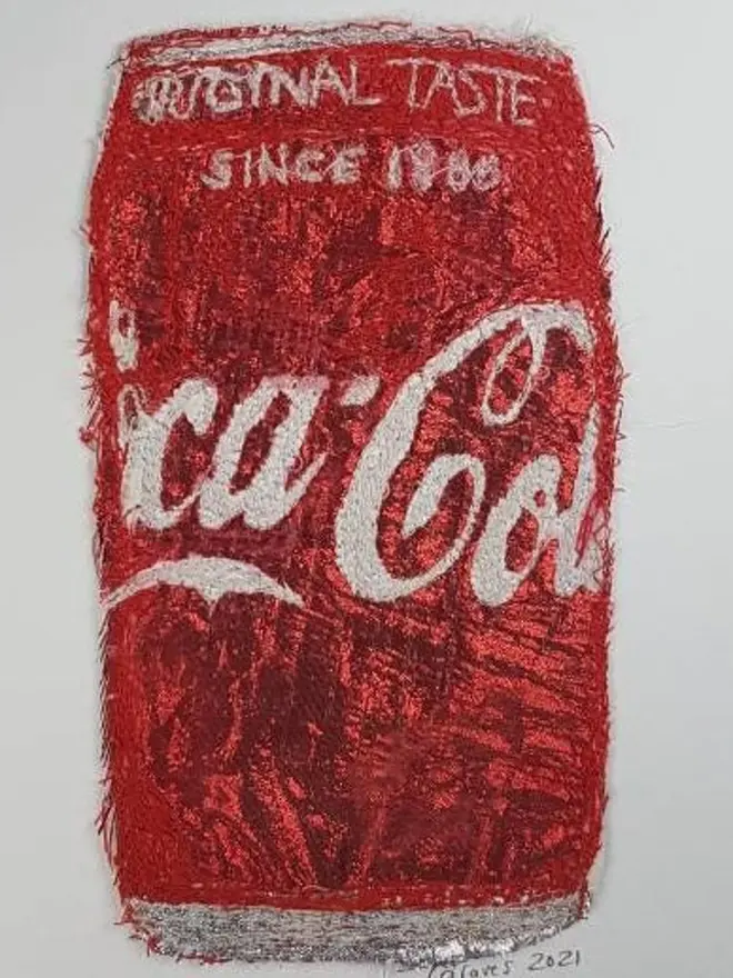 Coke Can Embroidery Wall Art