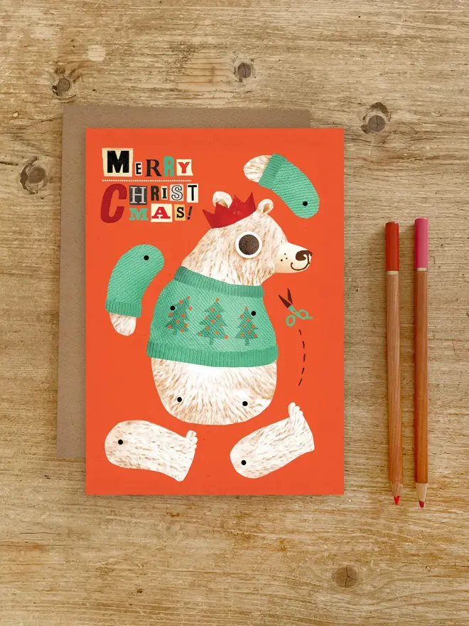 polar bear split pin puppet card