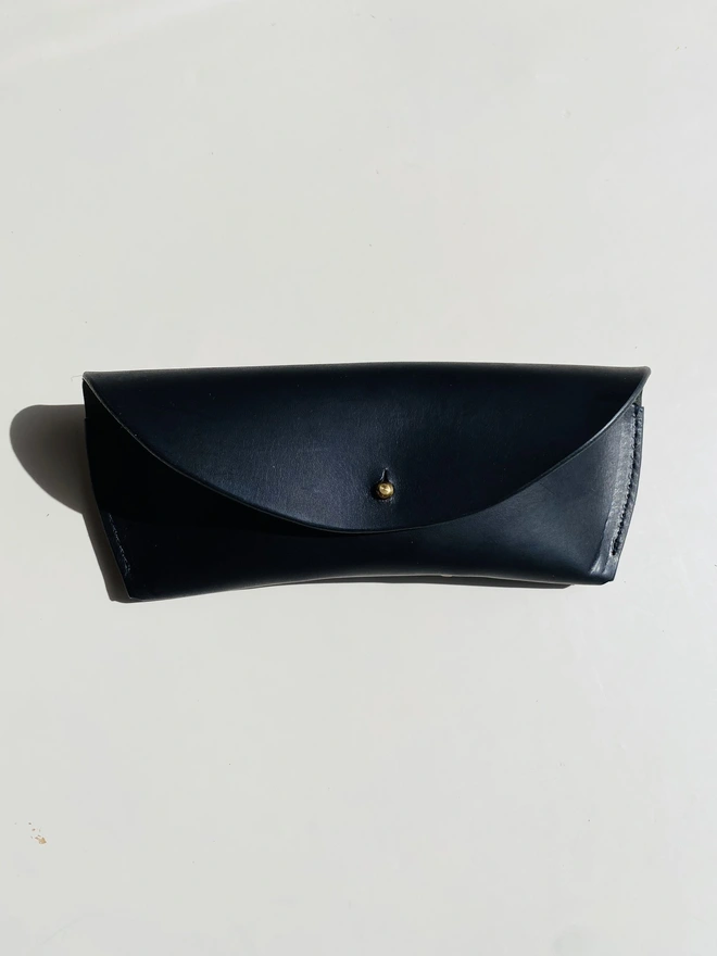 Black leather glasses case
