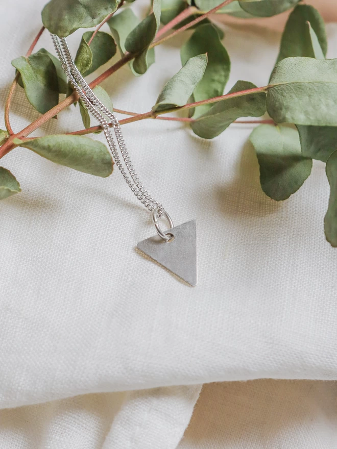 Recycled Sterling Silver Triangle Necklace