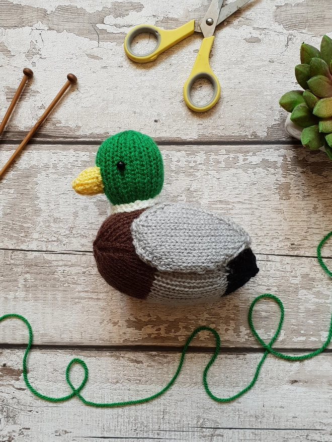 Knitted mallard duck