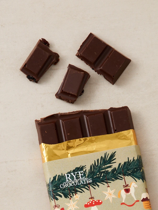 Christmas Pudding Dark Chocolate Bar - 72% Ecuadorian