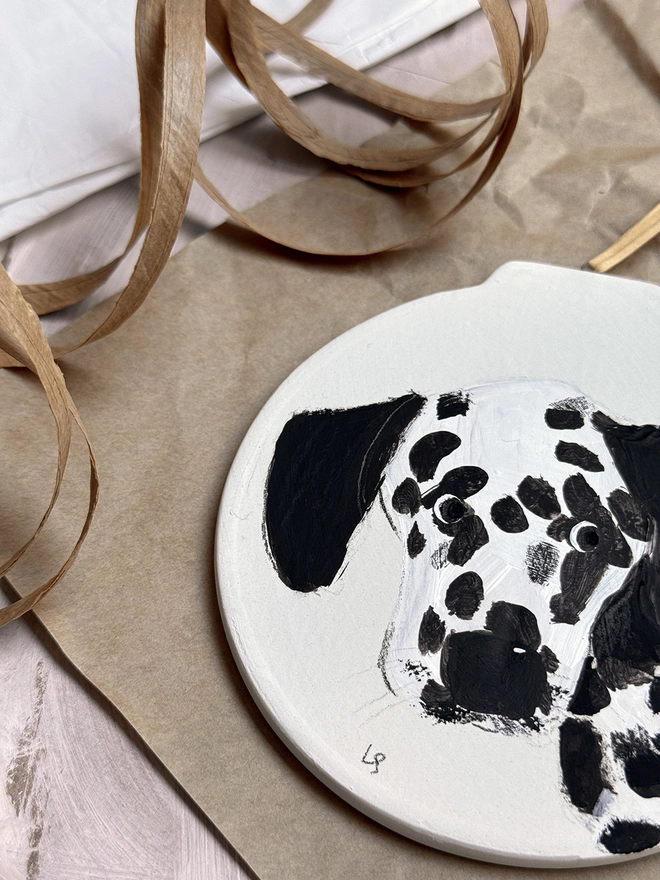 hand painted Christmas decoration pet portrait